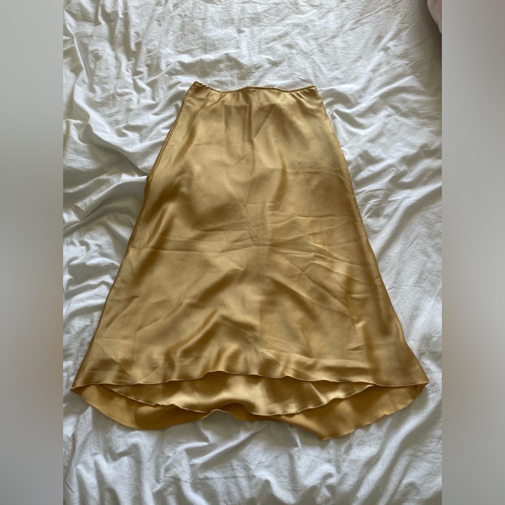 Abercrombie & Fitch Satin Yellow Midi Skirt